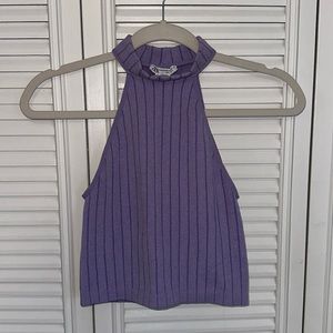 Zara Purple High Neck Ribbed Top